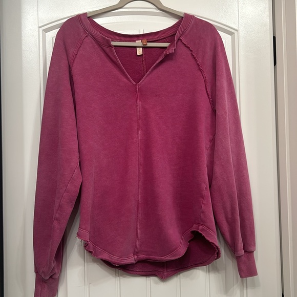 Anthropologie Pilcro Notch-Neck Sweatshirt - Raspberry - Picture 5 of 6